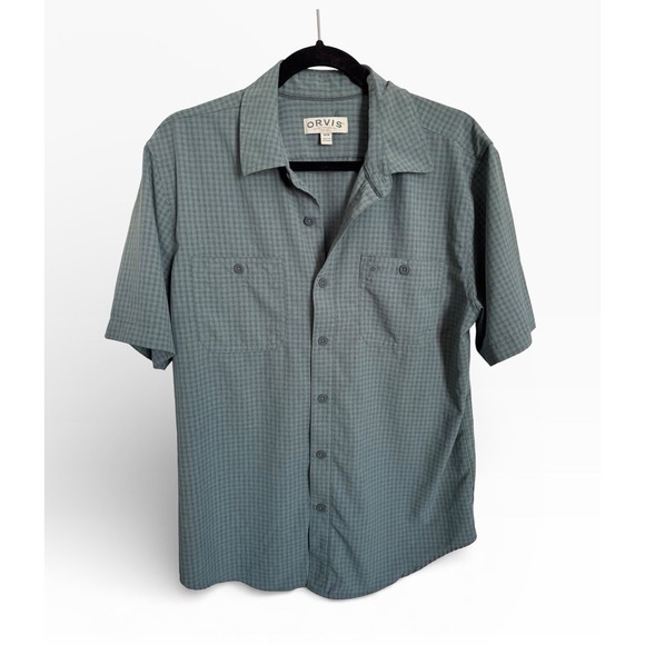 Orvis Other - Orvis Short Sleeve Tech Shirt 2-pocketCollared Gray Subtle Checks Men's Size Med